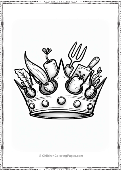 Garden Crown With Tools And Flowers Free PDF Printable