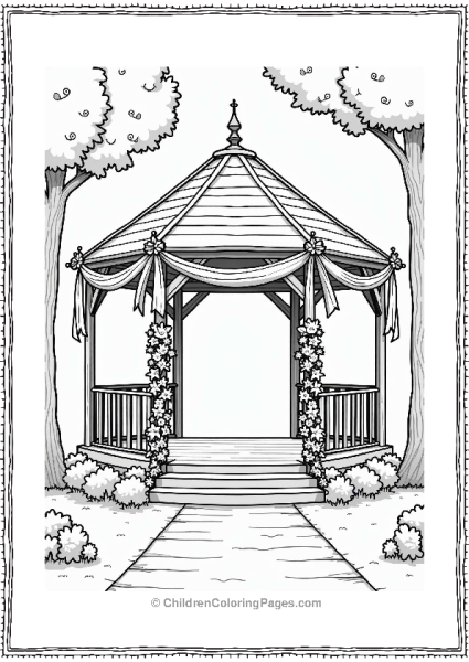 Gazebo Wedding Coloring Page Free PDF Printable