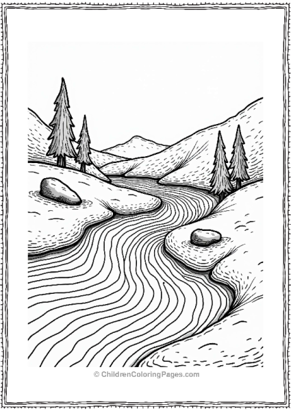 Gentle River Curves With Zentangle Patterns Free PDF Printable
