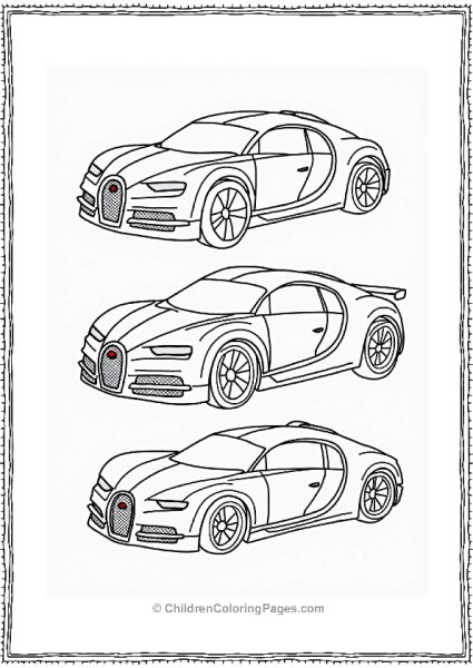 Geometric Bugatti Shapes For Coloring Free PDF Printable