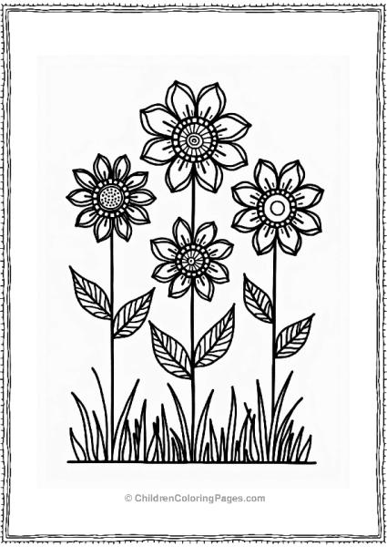 Geometric Flowers Zentangle Design Free PDF Printable