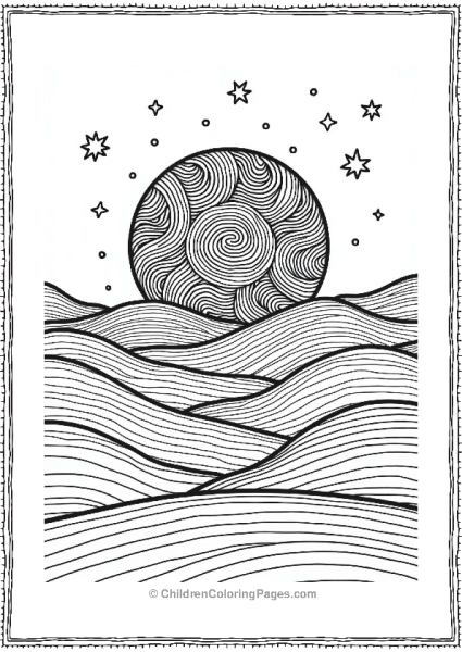 Giant Zentangle Sun Setting Behind Hills Free PDF Printable