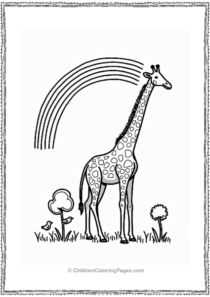 Giraffe Reaching For The Rainbow Free PDF Printable