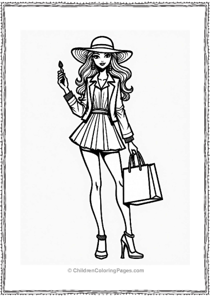 Glamorous Fashionista With Makeup And Accessories Free PDF Printable