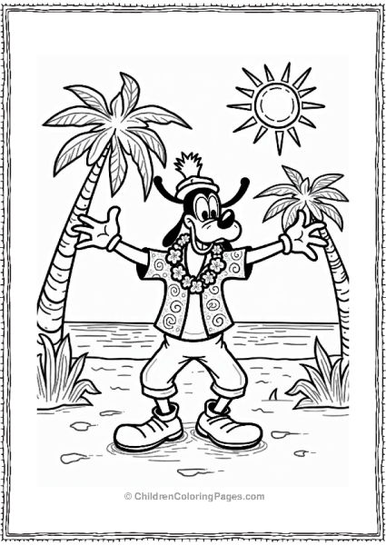 Goofy Dancing At Disneyland Luau Free PDF Printable