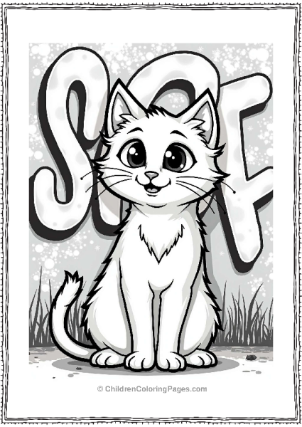 Graffiti Cat In Front Of Colorful Wall Free PDF Printable