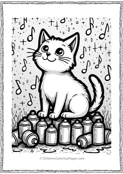 Graffiti Cat On Colorful Spray Cans Free PDF Printable