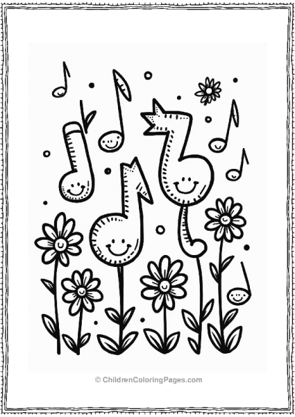 Graffiti Joyful Music Notes With Dancing Faces Free PDF Printable