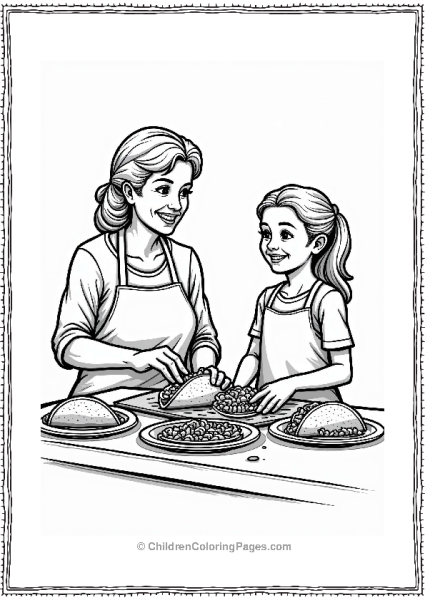 Grandmother And Granddaughter Making Tacos Free PDF Printable