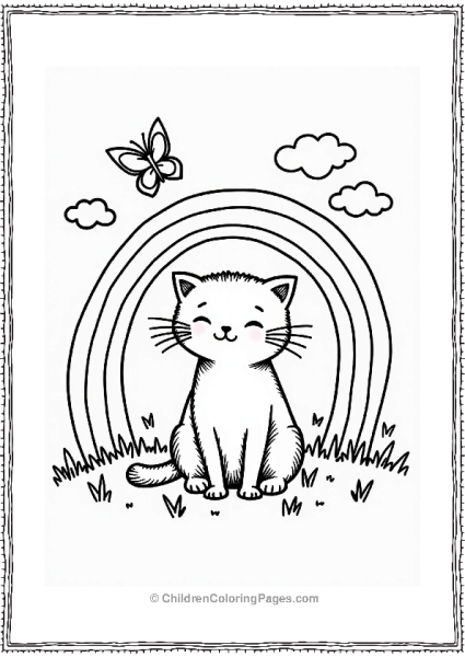 Happy Cat Under The Rainbow Free PDF Printable