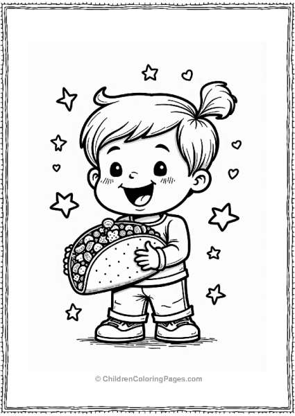 Happy Child With A Taco Free PDF Printable