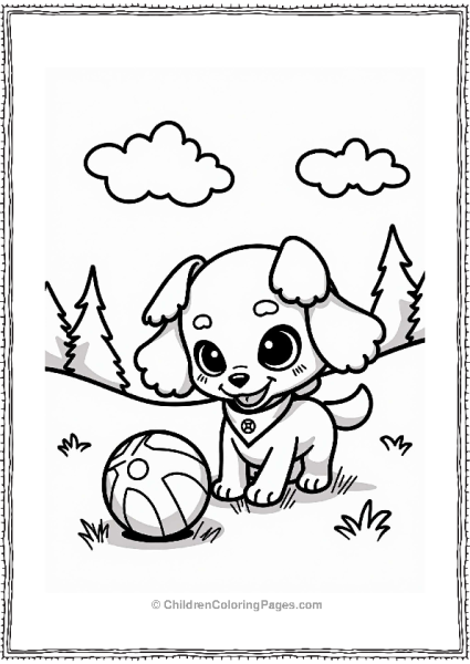 Happy Inkling Puppy Playing In A Grassy Field Free PDF Printable