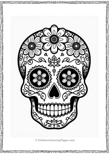 Happy Sugar Skull With Flowers Free PDF Printable