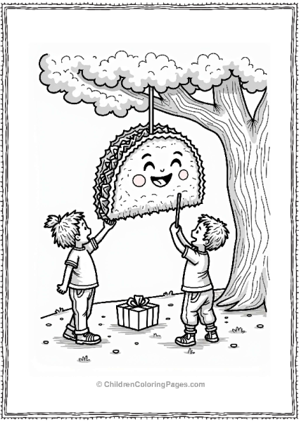 Happy Taco Pinata With Kids Free PDF Printable