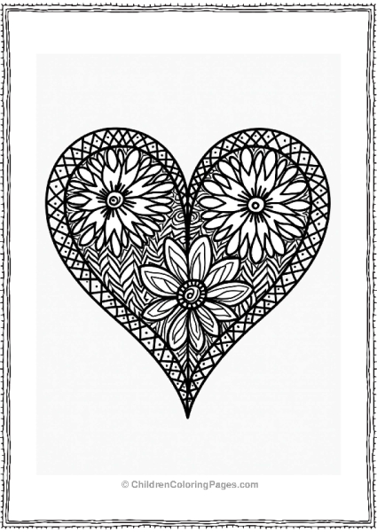 Heart Shaped Mandala Zentangle Design Free PDF Printable