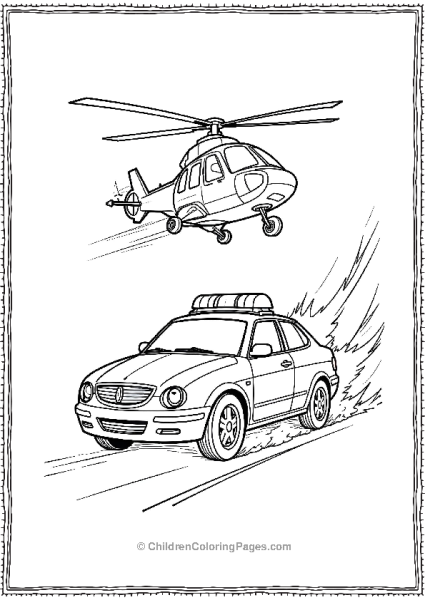 Helicopter Above While Police Car Chases Fast Free PDF Printable
