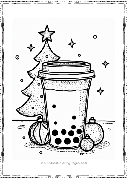 Holiday Boba Tea Illustration Free PDF Printable
