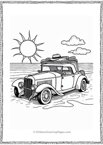 Hot Rod Car At The Beach Free PDF Printable
