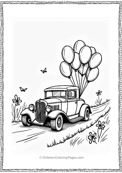Hot Rod Cars With Balloons Free PDF Printable