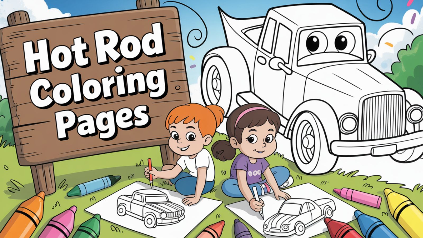 Hot Rod Coloring Pages – Free PDF Printables  🚗🏁🏎🏃‍♂️