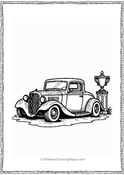 Hot Rod With Flames At Vintage Rally Free PDF Printable