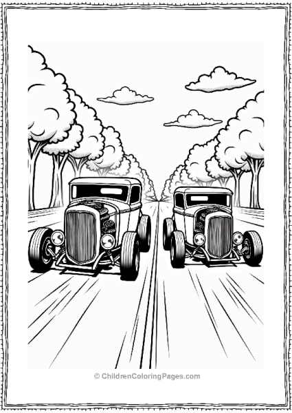 Hot Rods Racing Down The Road Free PDF Printable