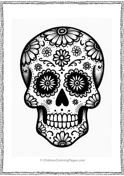 Impressionist Sugar Skull Coloring Page Free PDF Printable