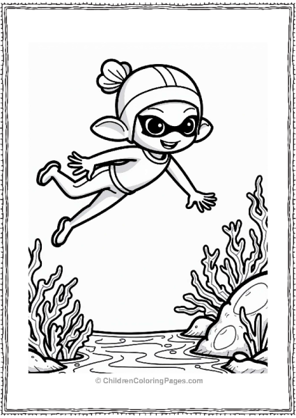 Inkling Character Diving In Water Free PDF Printable