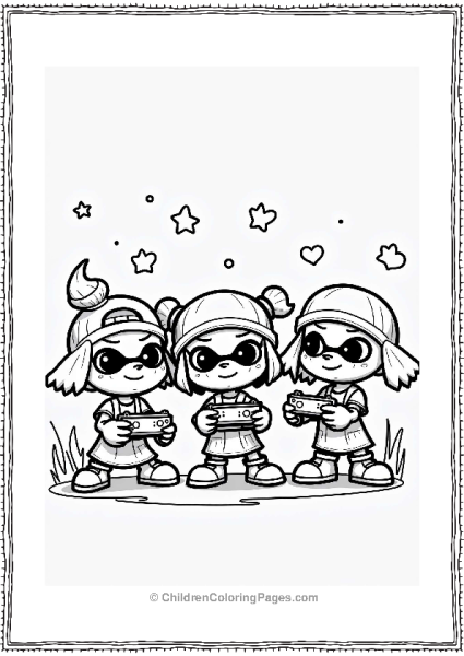 Inkling Friends Playing Splatoon Free PDF Printable