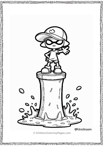 Inkling On A Tower In Splatoon Free PDF Printable