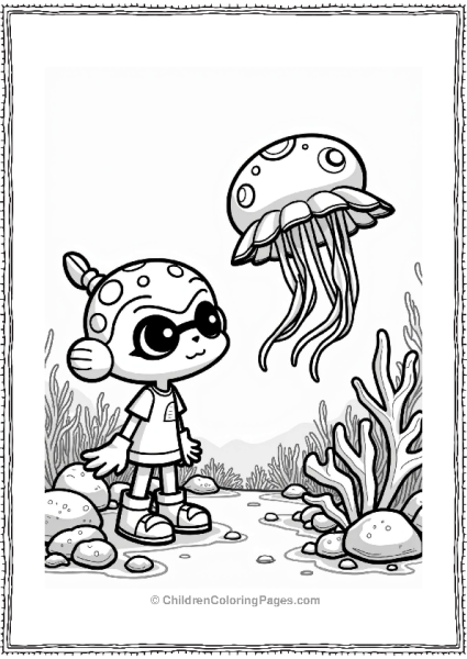 Inkling Watching Jellyfish In Coral Reef Free PDF Printable