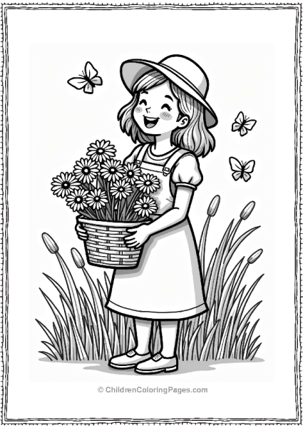Joyful Gardener With Fresh Daisies Free PDF Printable