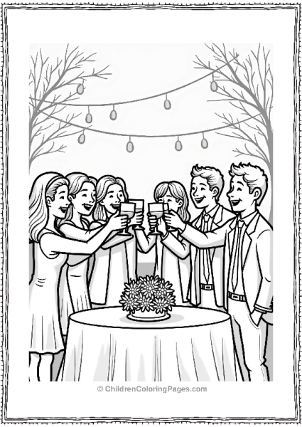 Joyful Wedding Guests Toasting Free PDF Printable
