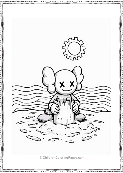 KAWS Character Building A Sandcastle On The Beach Free PDF Printable