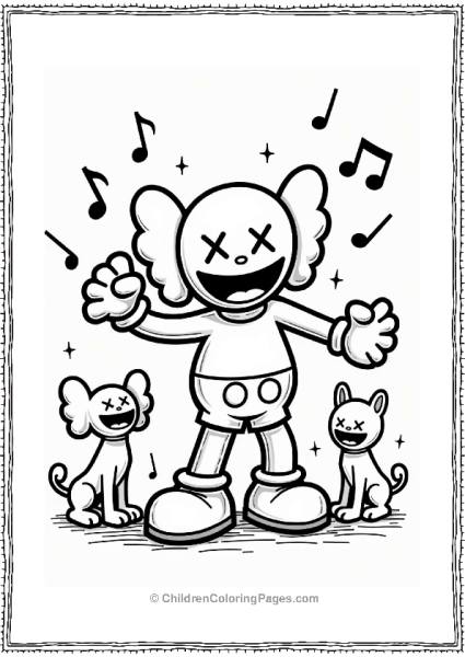 KAWS Character Dancing With Pets Free PDF Printable
