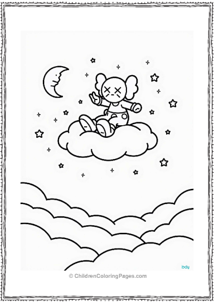 KAWS Character On A Cloud With Stars Free PDF Printable