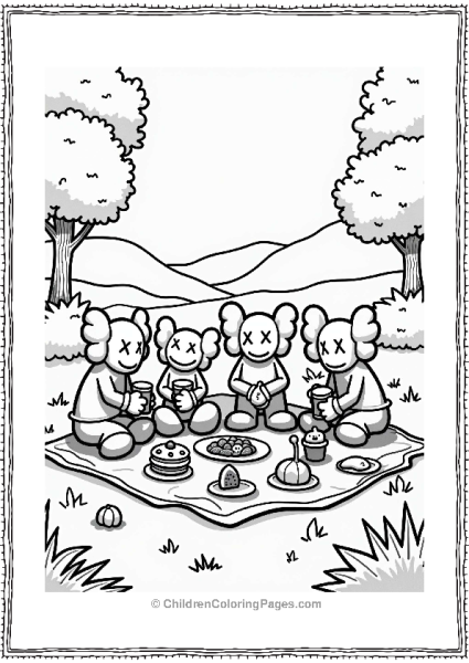 KAWS Characters Picnic On A Sunny Day Free PDF Printable