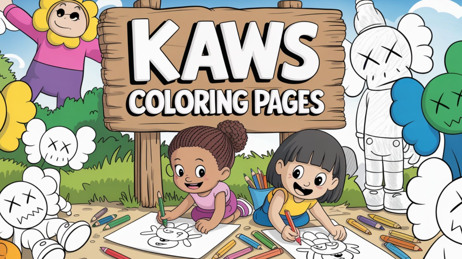 KAWS Coloring Pages – Free PDF Printables  🧑‍🎨🎭🏛️