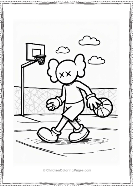 KAWS Figure Dribbling Basketball Free PDF Printable