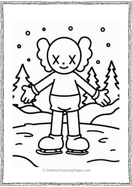 KAWS Figure Ice Skating In Winter Free PDF Printable