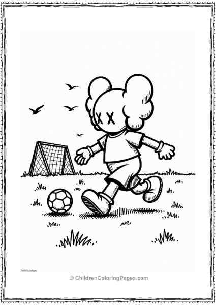 KAWS Figure Kicking A Soccer Ball Free PDF Printable