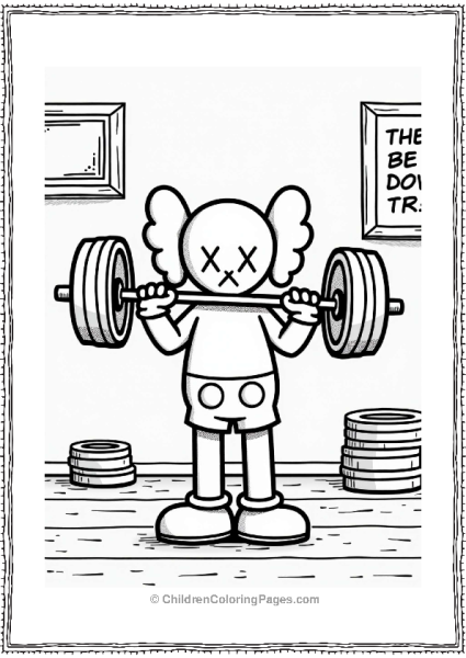 KAWS Figure Lifting Weights In Gym Free PDF Printable