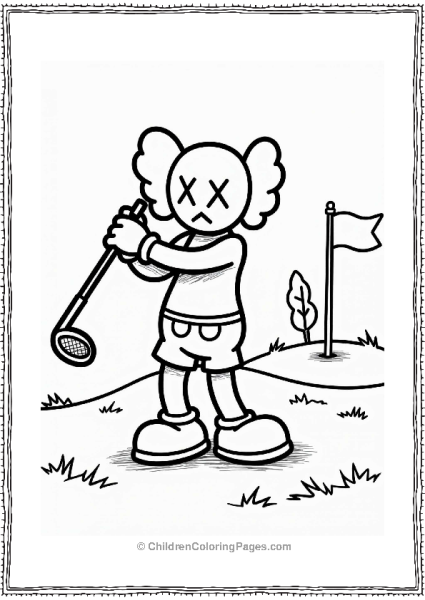 KAWS Figure Playing Golf Free PDF Printable