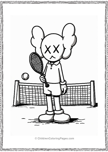 KAWS Figure Playing Tennis Free PDF Printable