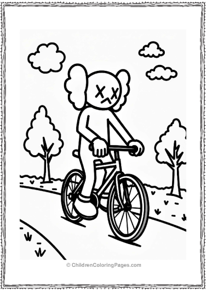 KAWS Figure Riding A Bicycle Free PDF Printable