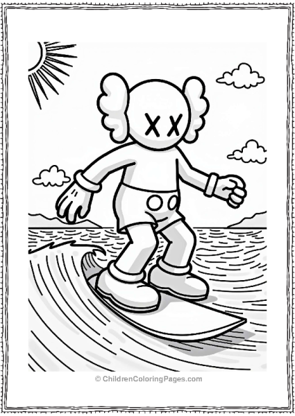 KAWS Figure Surfing On A Wave Free PDF Printable