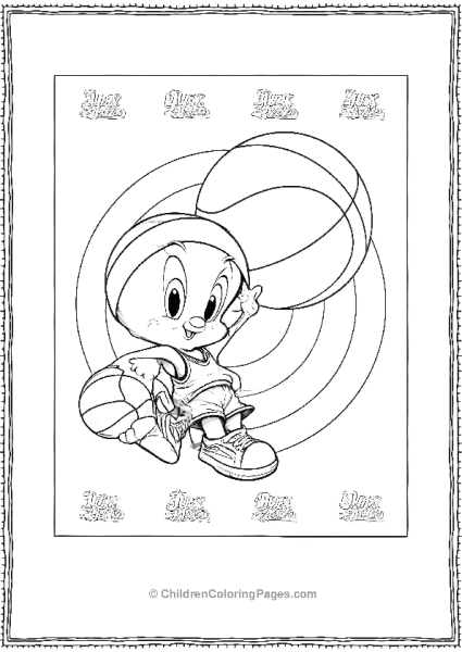 Kawaii Tweety Bird With Basketball Free PDF Printable