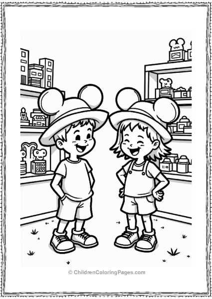 Kids Laughing In Oversized Hats At Disneyland Free PDF Printable