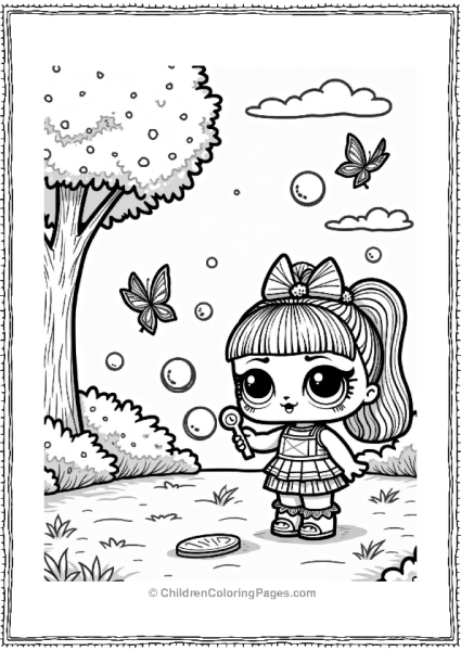 LOL Surprise Doll Blowing Bubbles In The Park Free PDF Printable