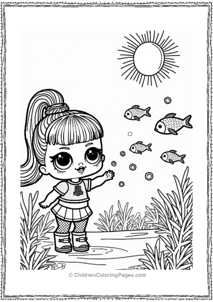 LOL Surprise Doll Blowing Bubbles With Fish Free PDF Printable